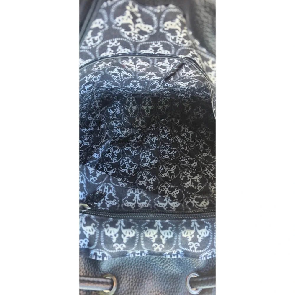 Black‎ Embossed Skull Rhinestone Studded Backpack Gothic Punk Faux Leather Bag